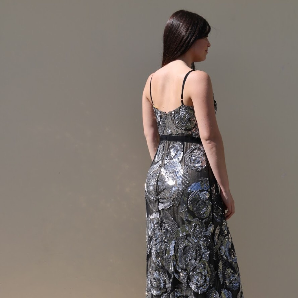 Sequined Black Form Fitting Dress